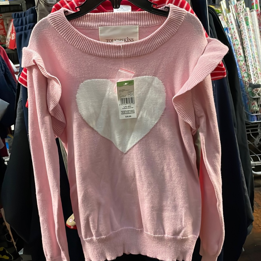 Sears Girls sweater pink/ white available 24 months, 4T, 5/6T and 6X available